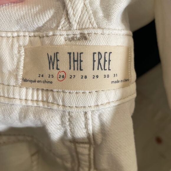 Free People Summer Babe Denim Shortalls White Distressed Frayed 26 XS - Picture 4 of 5